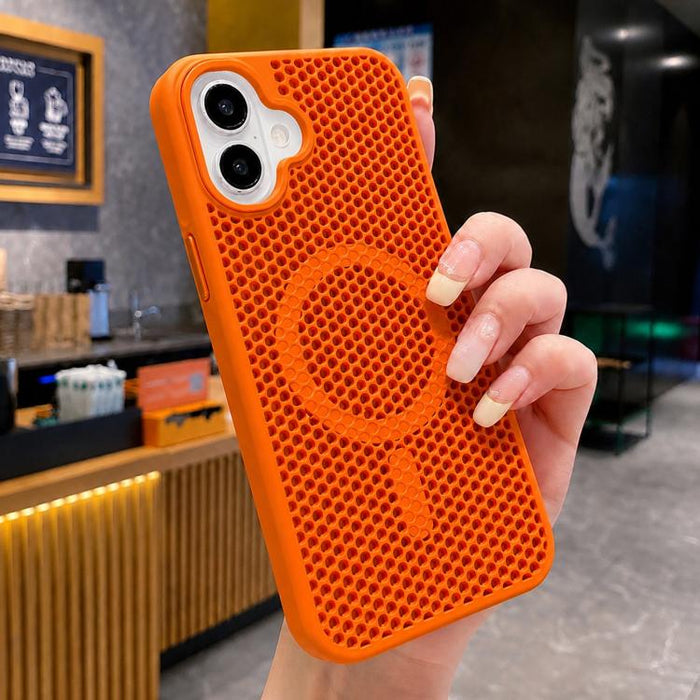 Funda magnética para teléfono con diseño de panal de abeja y textura refrescante, For iPhone 16, For iPhone 15 Pro Max, For iPhone 15 Pro, For iPhone 15 Plus, For iPhone 15, For iPhone 14 Plus, For iPhone 14, For iPhone 14 Pro