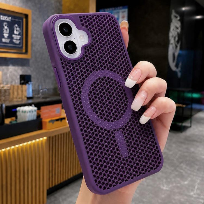 Funda magnética para teléfono con diseño de panal de abeja y textura refrescante, For iPhone 16, For iPhone 15 Pro Max, For iPhone 15 Pro, For iPhone 15 Plus, For iPhone 15, For iPhone 14 Plus, For iPhone 14, For iPhone 14 Pro