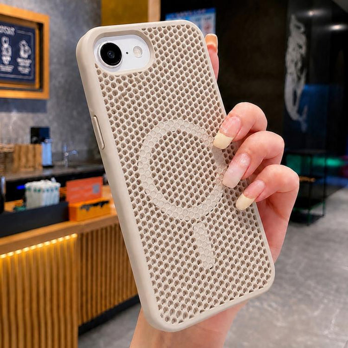 Funda magnética para teléfono con diseño de panal de abeja y textura refrescante, For iPhone 17e / 16e, For iPhone 17 Pro Max, For iPhone 17 Pro, For iPhone 17, For iPhone Air, For iPhone 16 Pro Max, For iPhone 16 Pro, For iPhone 16 Plus