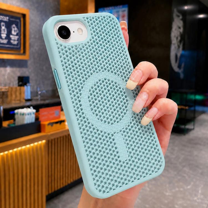 Funda magnética para teléfono con diseño de panal de abeja y textura refrescante, For iPhone 17e / 16e, For iPhone 17 Pro Max, For iPhone 17 Pro, For iPhone 17, For iPhone Air, For iPhone 16 Pro Max, For iPhone 16 Pro, For iPhone 16 Plus