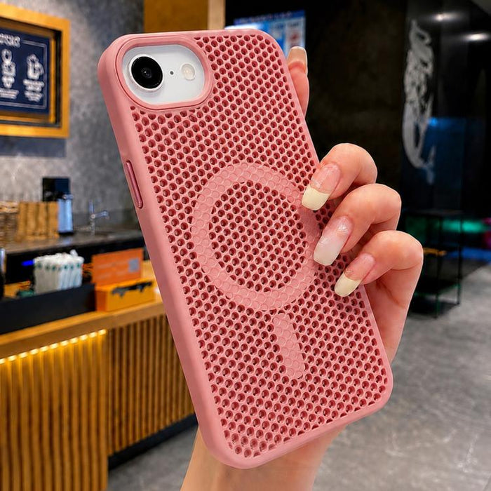 Funda magnética para teléfono con diseño de panal de abeja y textura refrescante, For iPhone 17e / 16e, For iPhone 17 Pro Max, For iPhone 17 Pro, For iPhone 17, For iPhone Air, For iPhone 16 Pro Max, For iPhone 16 Pro, For iPhone 16 Plus