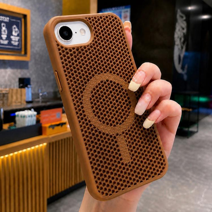 Funda magnética para teléfono con diseño de panal de abeja y textura refrescante, For iPhone 17e / 16e, For iPhone 17 Pro Max, For iPhone 17 Pro, For iPhone 17, For iPhone Air, For iPhone 16 Pro Max, For iPhone 16 Pro, For iPhone 16 Plus