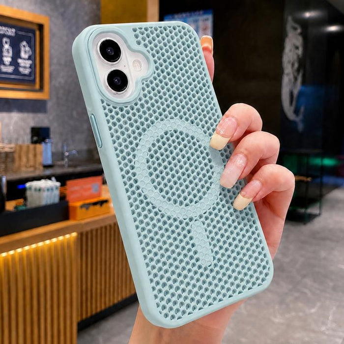 Funda magnética para teléfono con diseño de panal de abeja y textura refrescante, For iPhone 17e / 16e, For iPhone 17 Pro Max, For iPhone 17 Pro, For iPhone 17, For iPhone Air, For iPhone 16 Pro Max, For iPhone 16 Pro, For iPhone 16 Plus