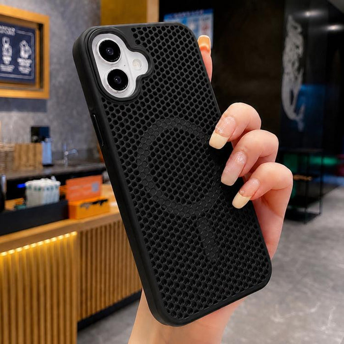 Funda magnética para teléfono con diseño de panal de abeja y textura refrescante, For iPhone 17e / 16e, For iPhone 17 Pro Max, For iPhone 17 Pro, For iPhone 17, For iPhone Air, For iPhone 16 Pro Max, For iPhone 16 Pro, For iPhone 16 Plus