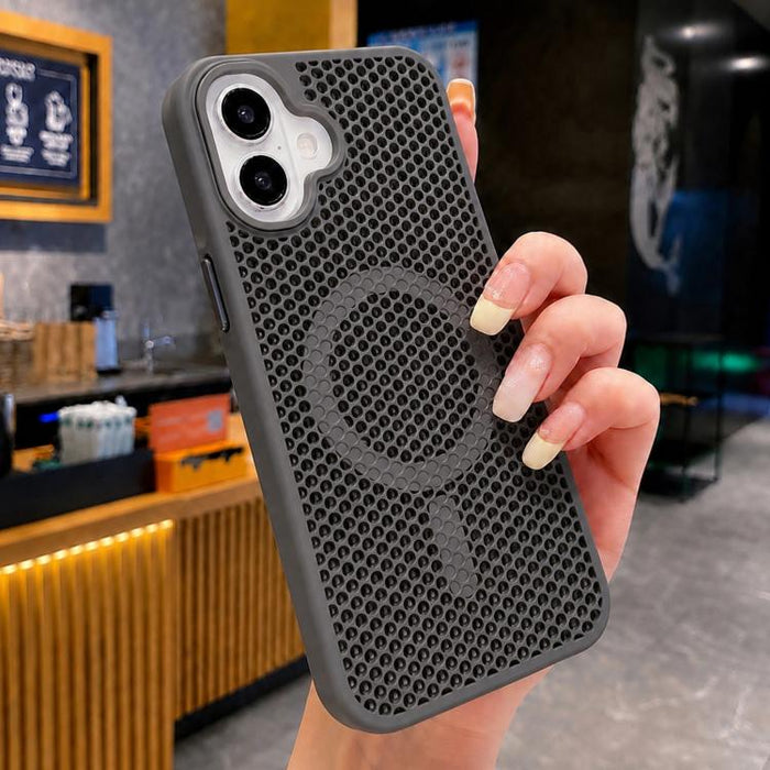 Funda magnética para teléfono con diseño de panal de abeja y textura refrescante, For iPhone 17e / 16e, For iPhone 17 Pro Max, For iPhone 17 Pro, For iPhone 17, For iPhone Air, For iPhone 16 Pro Max, For iPhone 16 Pro, For iPhone 16 Plus