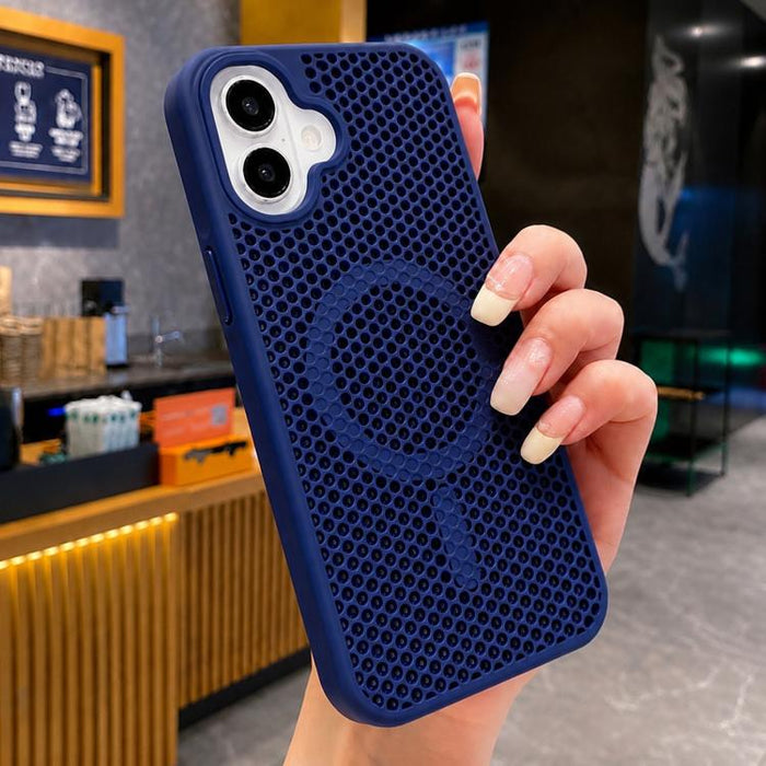 Funda magnética para teléfono con diseño de panal de abeja y textura refrescante, For iPhone 17e / 16e, For iPhone 17 Pro Max, For iPhone 17 Pro, For iPhone 17, For iPhone Air, For iPhone 16 Pro Max, For iPhone 16 Pro, For iPhone 16 Plus