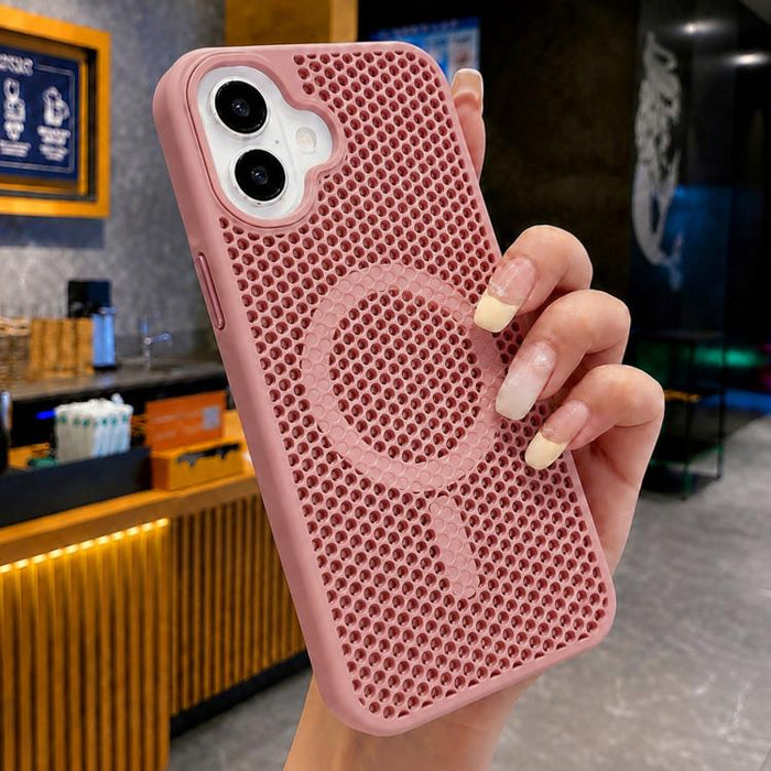 Funda magnética para teléfono con diseño de panal de abeja y textura refrescante, For iPhone 17e / 16e, For iPhone 17 Pro Max, For iPhone 17 Pro, For iPhone 17, For iPhone Air, For iPhone 16 Pro Max, For iPhone 16 Pro, For iPhone 16 Plus