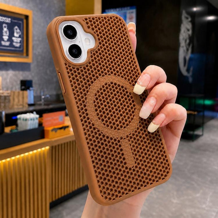Funda magnética para teléfono con diseño de panal de abeja y textura refrescante, For iPhone 17e / 16e, For iPhone 17 Pro Max, For iPhone 17 Pro, For iPhone 17, For iPhone Air, For iPhone 16 Pro Max, For iPhone 16 Pro, For iPhone 16 Plus