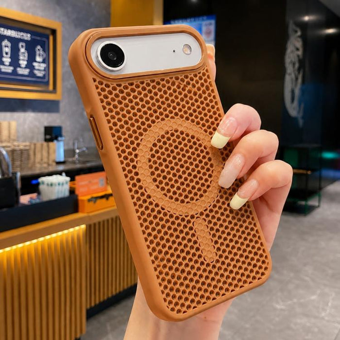 Funda magnética para teléfono con diseño de panal de abeja y textura refrescante, For iPhone 17e / 16e, For iPhone 17 Pro Max, For iPhone 17 Pro, For iPhone 17, For iPhone Air, For iPhone 16 Pro Max, For iPhone 16 Pro, For iPhone 16 Plus