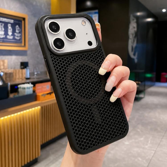 Funda magnética para teléfono con diseño de panal de abeja y textura refrescante, For iPhone 17e / 16e, For iPhone 17 Pro Max, For iPhone 17 Pro, For iPhone 17, For iPhone Air, For iPhone 16 Pro Max, For iPhone 16 Pro, For iPhone 16 Plus
