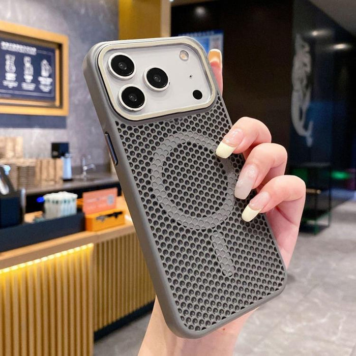 Funda magnética para teléfono con diseño de panal de abeja y textura refrescante, For iPhone 17e / 16e, For iPhone 17 Pro Max, For iPhone 17 Pro, For iPhone 17, For iPhone Air, For iPhone 16 Pro Max, For iPhone 16 Pro, For iPhone 16 Plus