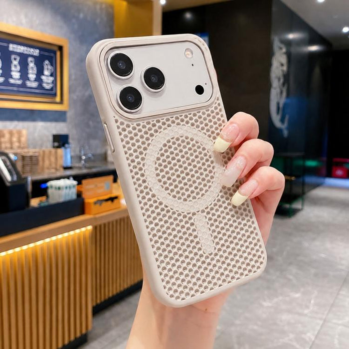 Funda magnética para teléfono con diseño de panal de abeja y textura refrescante, For iPhone 17e / 16e, For iPhone 17 Pro Max, For iPhone 17 Pro, For iPhone 17, For iPhone Air, For iPhone 16 Pro Max, For iPhone 16 Pro, For iPhone 16 Plus