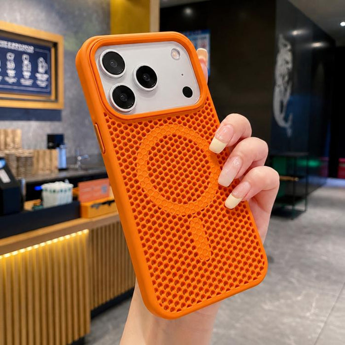Funda magnética para teléfono con diseño de panal de abeja y textura refrescante, For iPhone 17e / 16e, For iPhone 17 Pro Max, For iPhone 17 Pro, For iPhone 17, For iPhone Air, For iPhone 16 Pro Max, For iPhone 16 Pro, For iPhone 16 Plus