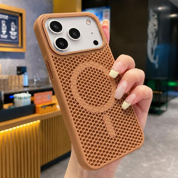 Funda magnética para teléfono con diseño de panal de abeja y textura refrescante, For iPhone 17e / 16e, For iPhone 17 Pro Max, For iPhone 17 Pro, For iPhone 17, For iPhone Air, For iPhone 16 Pro Max, For iPhone 16 Pro, For iPhone 16 Plus