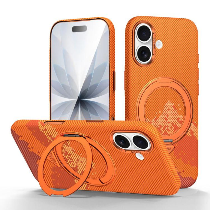 Funda para teléfono SULADA Kevlar Pixel Grid Texture con soporte magnético giratorio, For iPhone 17 Pro Max, For iPhone 17 Pro, For iPhone 17