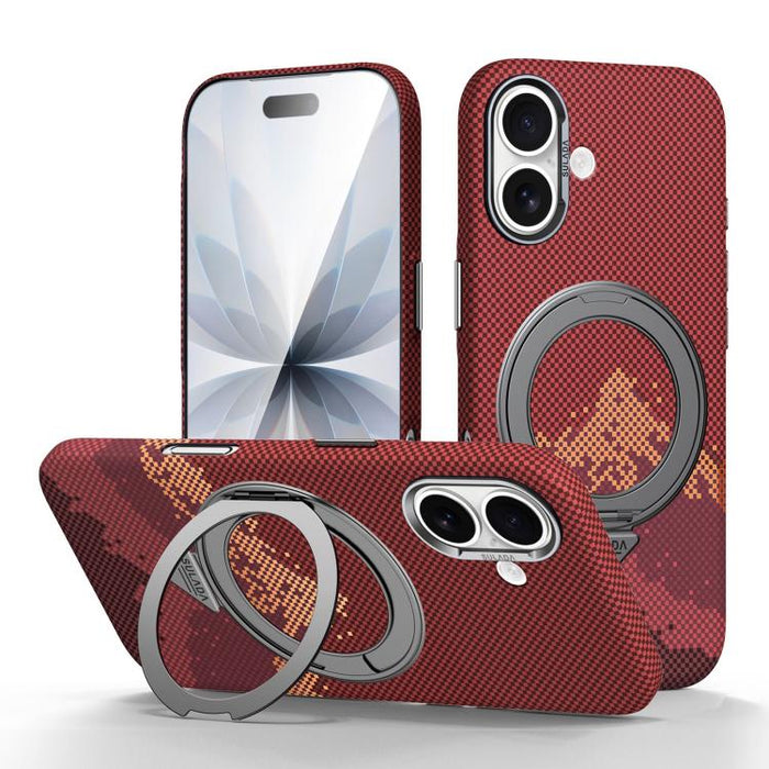 Funda para teléfono SULADA Kevlar Pixel Grid Texture con soporte magnético giratorio, For iPhone 17 Pro Max, For iPhone 17 Pro, For iPhone 17