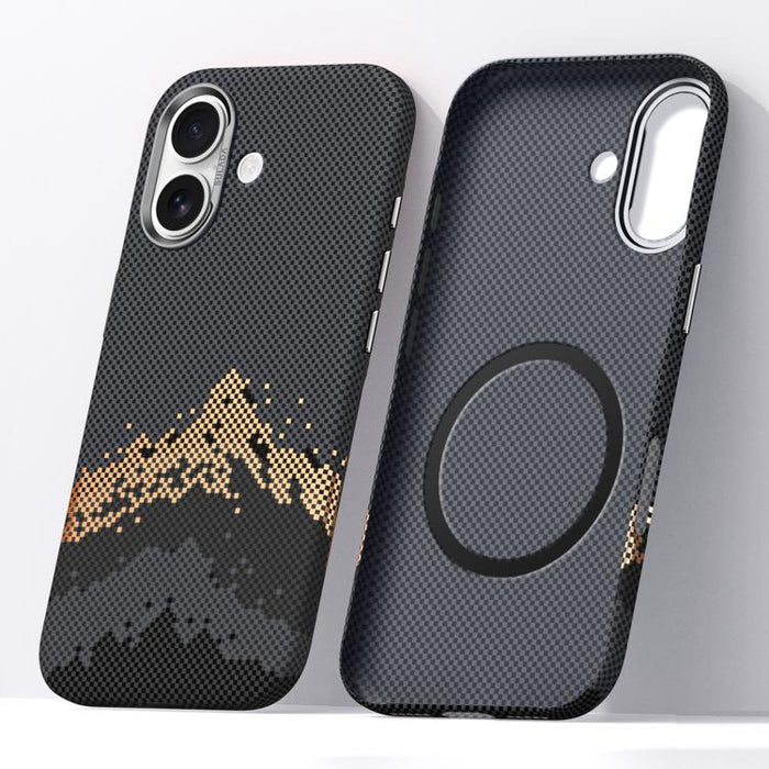 Funda magnética para teléfono SULADA con textura de cuadrícula de píxeles de Kevlar, For iPhone 17 Pro Max, For iPhone 17 Pro, For iPhone 17