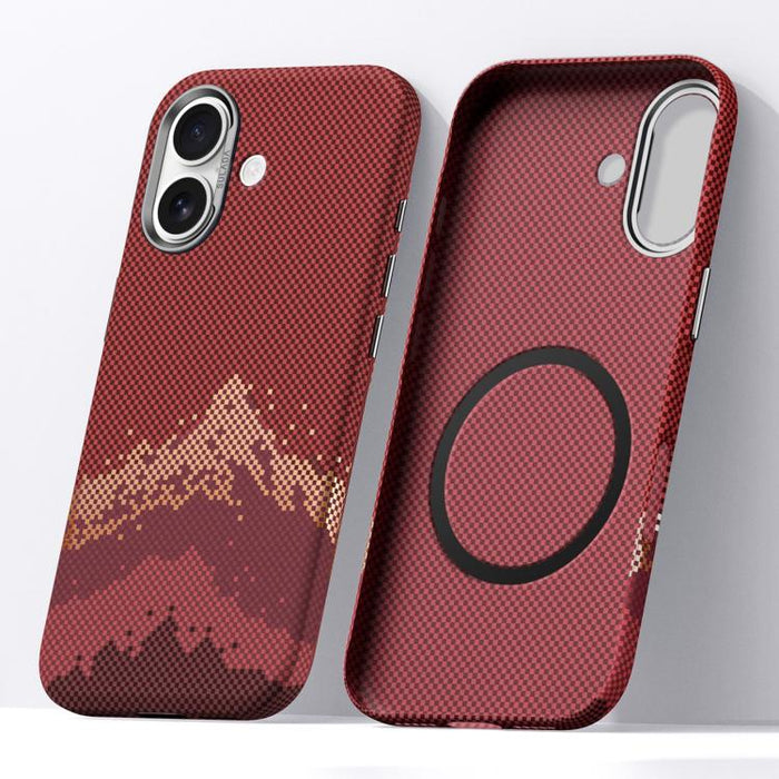 Funda magnética para teléfono SULADA con textura de cuadrícula de píxeles de Kevlar, For iPhone 17 Pro Max, For iPhone 17 Pro, For iPhone 17