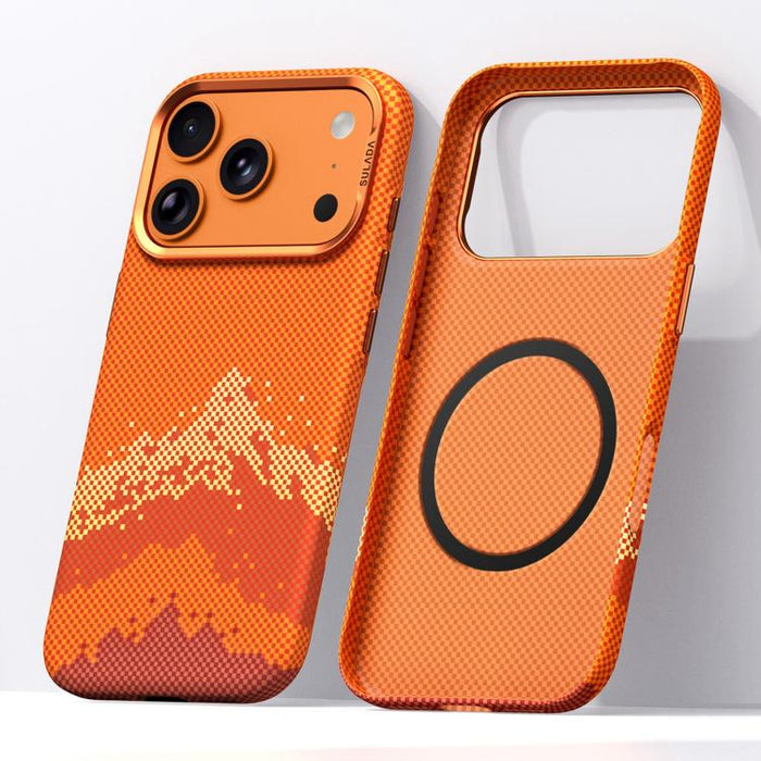 Funda magnética para teléfono SULADA con textura de cuadrícula de píxeles de Kevlar, For iPhone 17 Pro Max, For iPhone 17 Pro, For iPhone 17