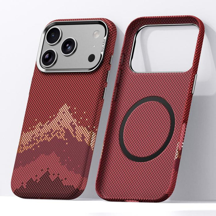Funda magnética para teléfono SULADA con textura de cuadrícula de píxeles de Kevlar, For iPhone 17 Pro Max, For iPhone 17 Pro, For iPhone 17