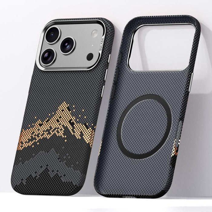Funda magnética para teléfono SULADA con textura de cuadrícula de píxeles de Kevlar, For iPhone 17 Pro Max, For iPhone 17 Pro, For iPhone 17