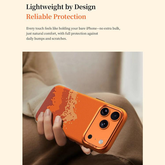 Funda magnética para teléfono SULADA con textura de cuadrícula de píxeles de Kevlar, For iPhone 17 Pro Max, For iPhone 17 Pro, For iPhone 17