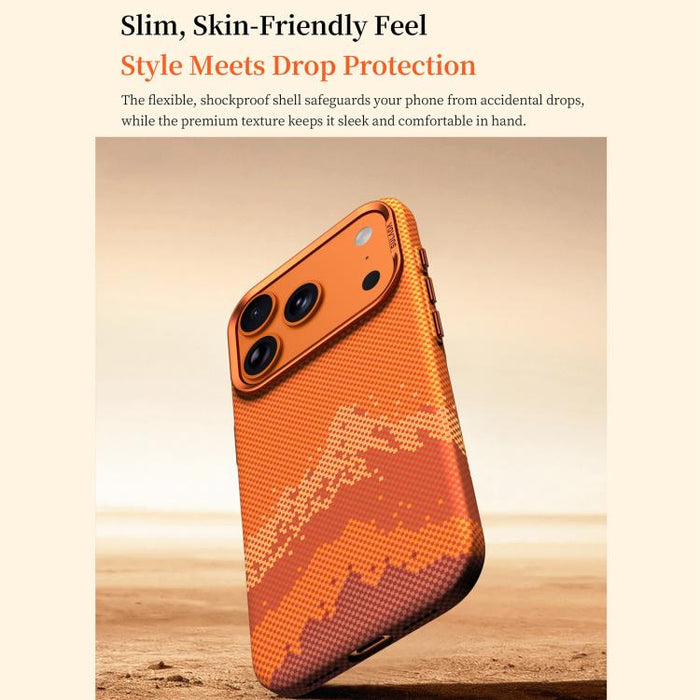 Funda para teléfono SULADA Kevlar con textura de rejilla de píxeles y tacto suave, For iPhone 17 Pro Max, For iPhone 17 Pro, For iPhone 17