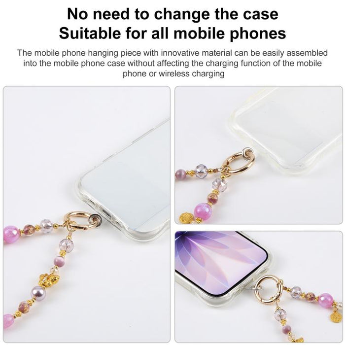 Cadena corta de cuentas con forma de mariposa ojo de gato y correa de muñeca con almohadilla de sujeción para mujeres y niñas.