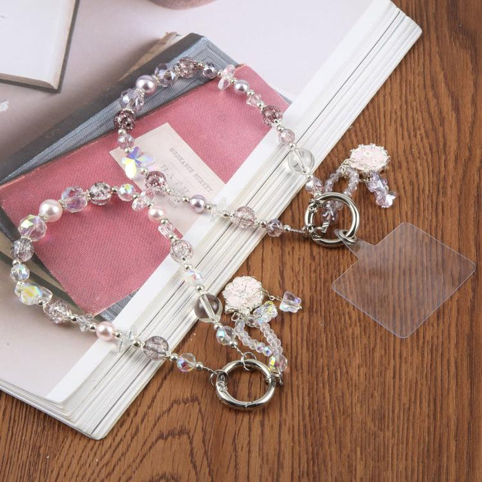 Colgante de bailarina de ballet con cuentas, correa para teléfono y cordón para mujer/niña.