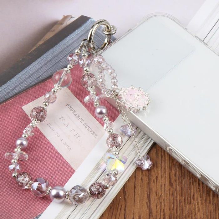 Colgante de bailarina de ballet con cuentas, correa para teléfono y cordón para mujer/niña.
