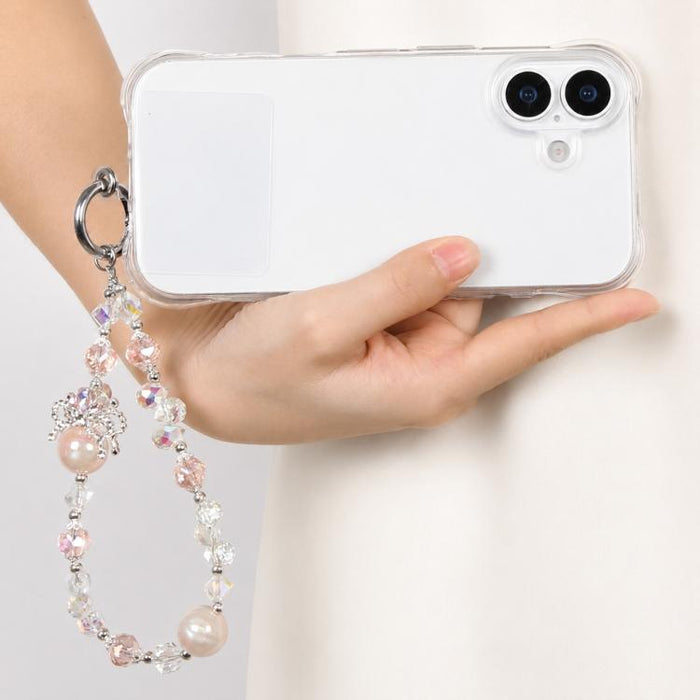 Pulsera con colgante de teléfono y cordón de sujeción con cuentas de burbujas de camelia para mujeres y niñas.