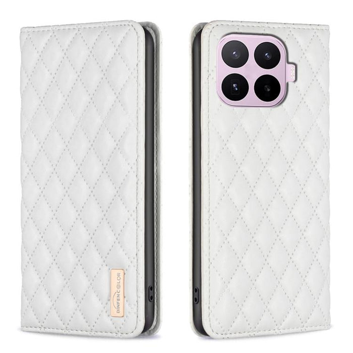 Funda de cuero magnética con diseño de celosía de diamante para teléfono plegable, For Xiaomi 17T Pro 5G, For Xiaomi 17T 5G