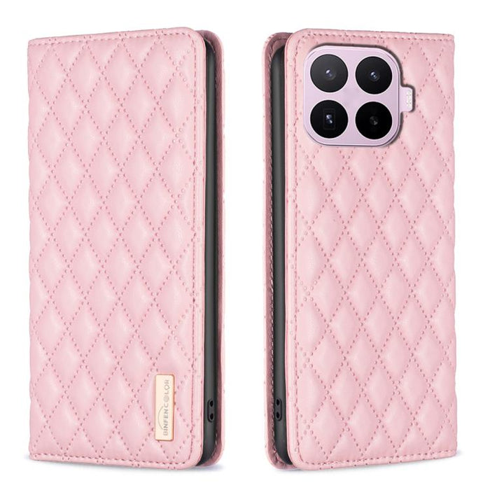 Funda de cuero magnética con diseño de celosía de diamante para teléfono plegable, For Xiaomi 17T Pro 5G, For Xiaomi 17T 5G