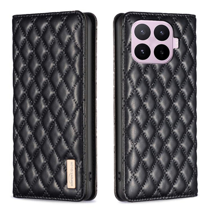 Funda de cuero magnética con diseño de celosía de diamante para teléfono plegable, For Xiaomi 17T Pro 5G, For Xiaomi 17T 5G