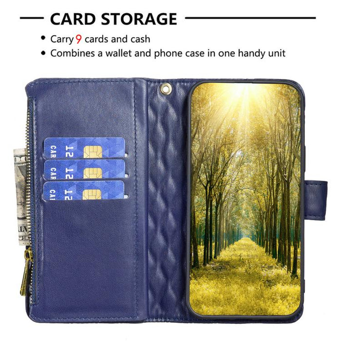 Cartera de piel con cremallera y diseño de entramado de diamantes, For Xiaomi 17T Pro 5G, For Xiaomi 17T 5G