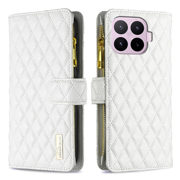 Cartera de piel con cremallera y diseño de entramado de diamantes, For Xiaomi 17T Pro 5G, For Xiaomi 17T 5G