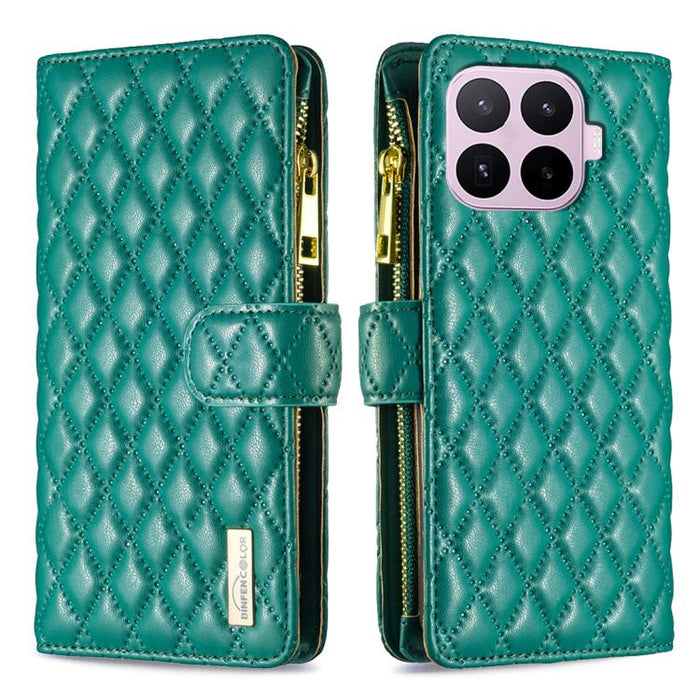 Cartera de piel con cremallera y diseño de entramado de diamantes, For Xiaomi 17T Pro 5G, For Xiaomi 17T 5G