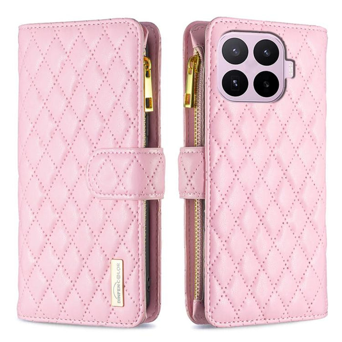 Cartera de piel con cremallera y diseño de entramado de diamantes, For Xiaomi 17T Pro 5G, For Xiaomi 17T 5G