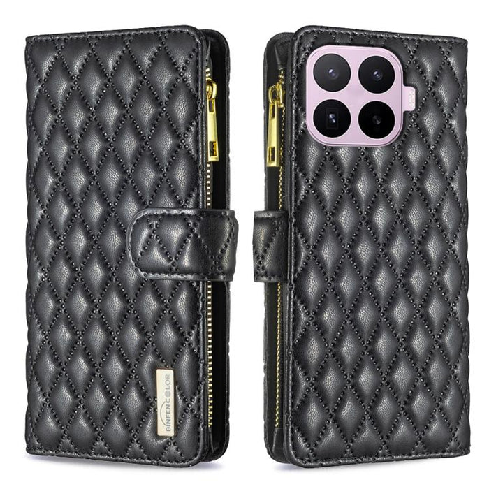 Cartera de piel con cremallera y diseño de entramado de diamantes, For Xiaomi 17T Pro 5G, For Xiaomi 17T 5G