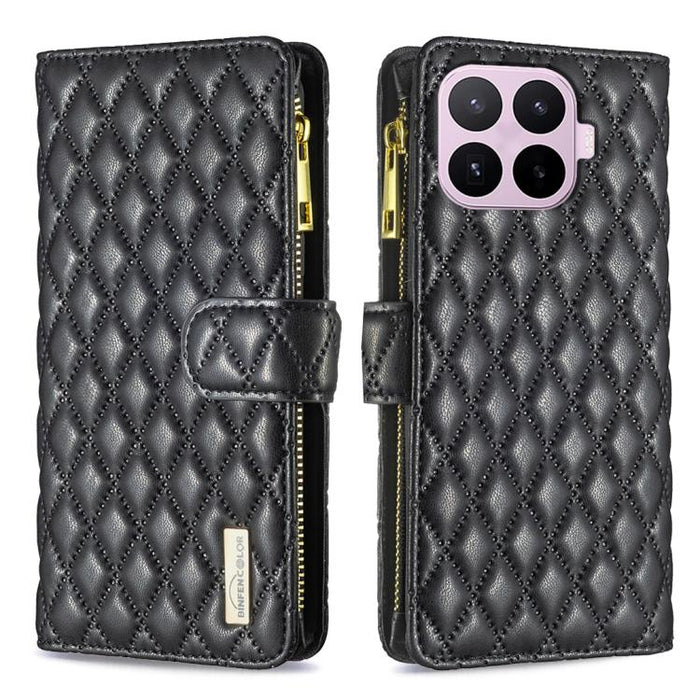 Cartera de piel con cremallera y diseño de entramado de diamantes, For Xiaomi 17T Pro 5G, For Xiaomi 17T 5G