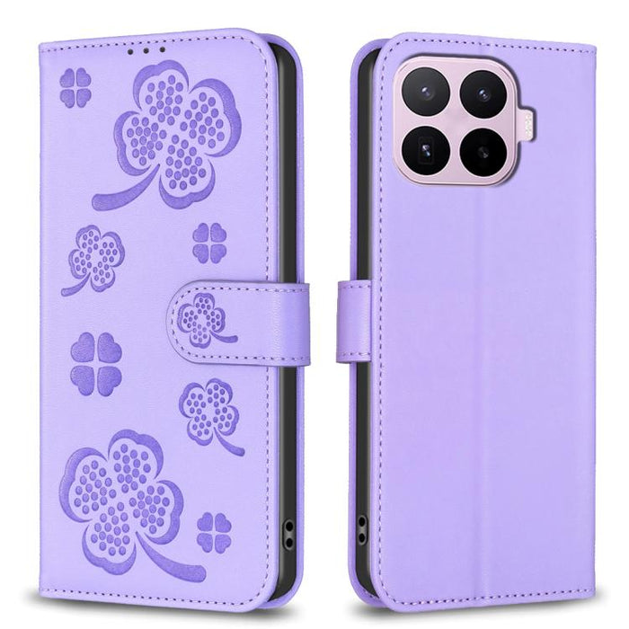 Funda para teléfono de cuero repujado de cuatro hojas, For Xiaomi 17T Pro 5G, For Xiaomi 17T 5G