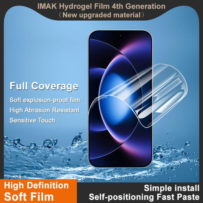 Película de hidrogel para pantalla de cobertura total de cuarta generación de imak, compatible con desbloqueo por huella dactilar., For Xiaomi 17 Max 5G, For Xiaomi 17T Pro 5G, For Xiaomi 17T 5G