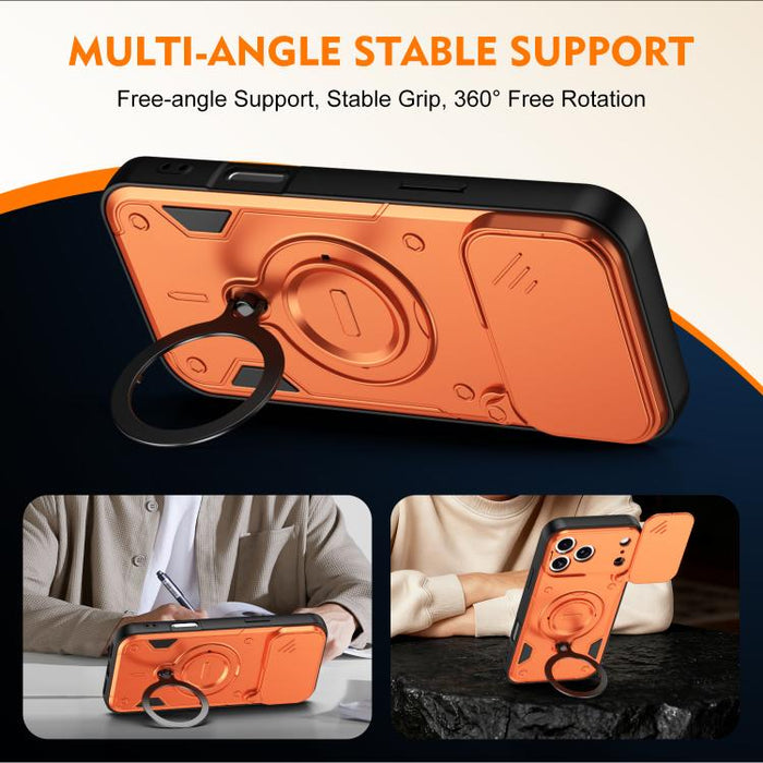 Funda para teléfono con soporte de anillo y cubierta deslizante para lente, For iPhone 17 Pro Max, For iPhone 17 Pro, For iPhone 17, For iPhone 16 Pro Max, For iPhone 16 Pro, For iPhone 16