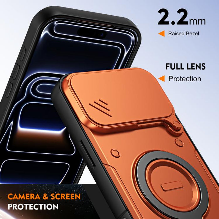 Funda para teléfono con soporte de anillo y cubierta deslizante para lente, For iPhone 17 Pro Max, For iPhone 17 Pro, For iPhone 17, For iPhone 16 Pro Max, For iPhone 16 Pro, For iPhone 16