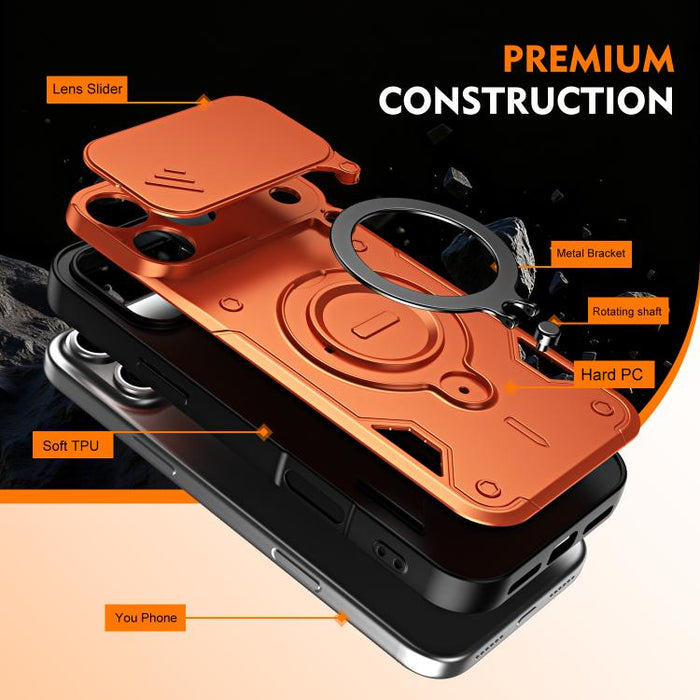Funda para teléfono con soporte de anillo y cubierta deslizante para lente, For iPhone 17 Pro Max, For iPhone 17 Pro, For iPhone 17, For iPhone 16 Pro Max, For iPhone 16 Pro, For iPhone 16