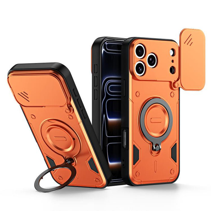 Funda para teléfono con soporte de anillo y cubierta deslizante para lente, For iPhone 17 Pro Max, For iPhone 17 Pro, For iPhone 17, For iPhone 16 Pro Max, For iPhone 16 Pro, For iPhone 16