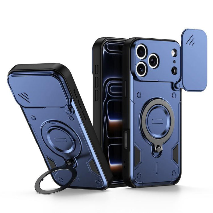 Funda para teléfono con soporte de anillo y cubierta deslizante para lente, For iPhone 17 Pro Max, For iPhone 17 Pro, For iPhone 17, For iPhone 16 Pro Max, For iPhone 16 Pro, For iPhone 16