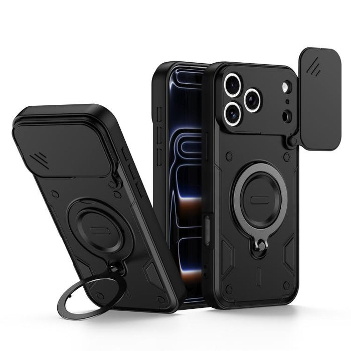 Funda para teléfono con soporte de anillo y cubierta deslizante para lente, For iPhone 17 Pro Max, For iPhone 17 Pro, For iPhone 17, For iPhone 16 Pro Max, For iPhone 16 Pro, For iPhone 16