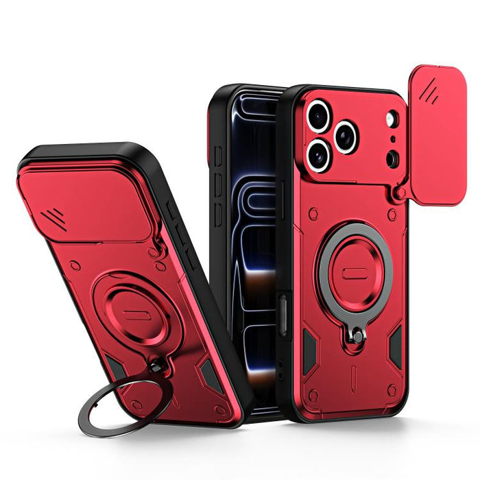 Funda para teléfono con soporte de anillo y cubierta deslizante para lente, For iPhone 17 Pro Max, For iPhone 17 Pro, For iPhone 17, For iPhone 16 Pro Max, For iPhone 16 Pro, For iPhone 16