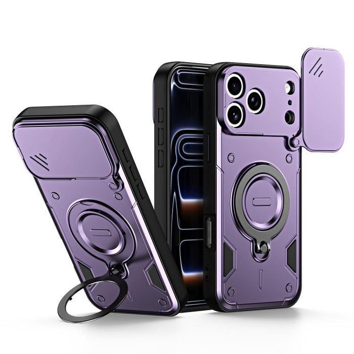 Funda para teléfono con soporte de anillo y cubierta deslizante para lente, For iPhone 17 Pro Max, For iPhone 17 Pro, For iPhone 17, For iPhone 16 Pro Max, For iPhone 16 Pro, For iPhone 16